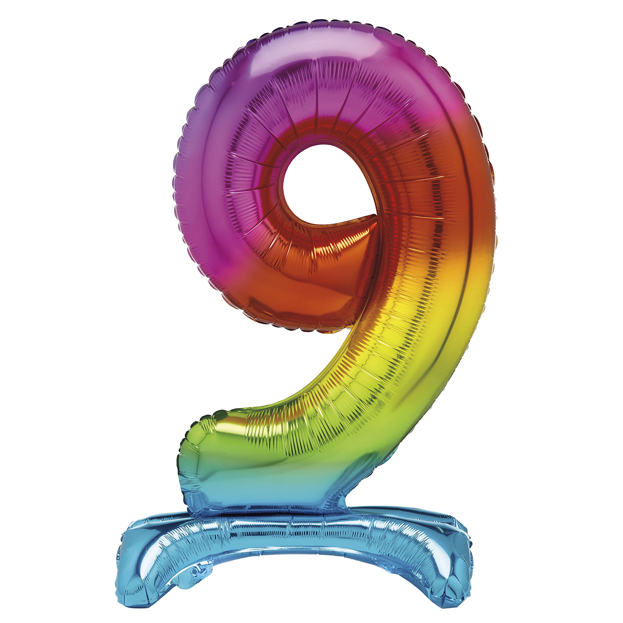 Unique 13269 - Giant Standing Foil Number 9 Balloon - 76 cm - Rainbow, Large