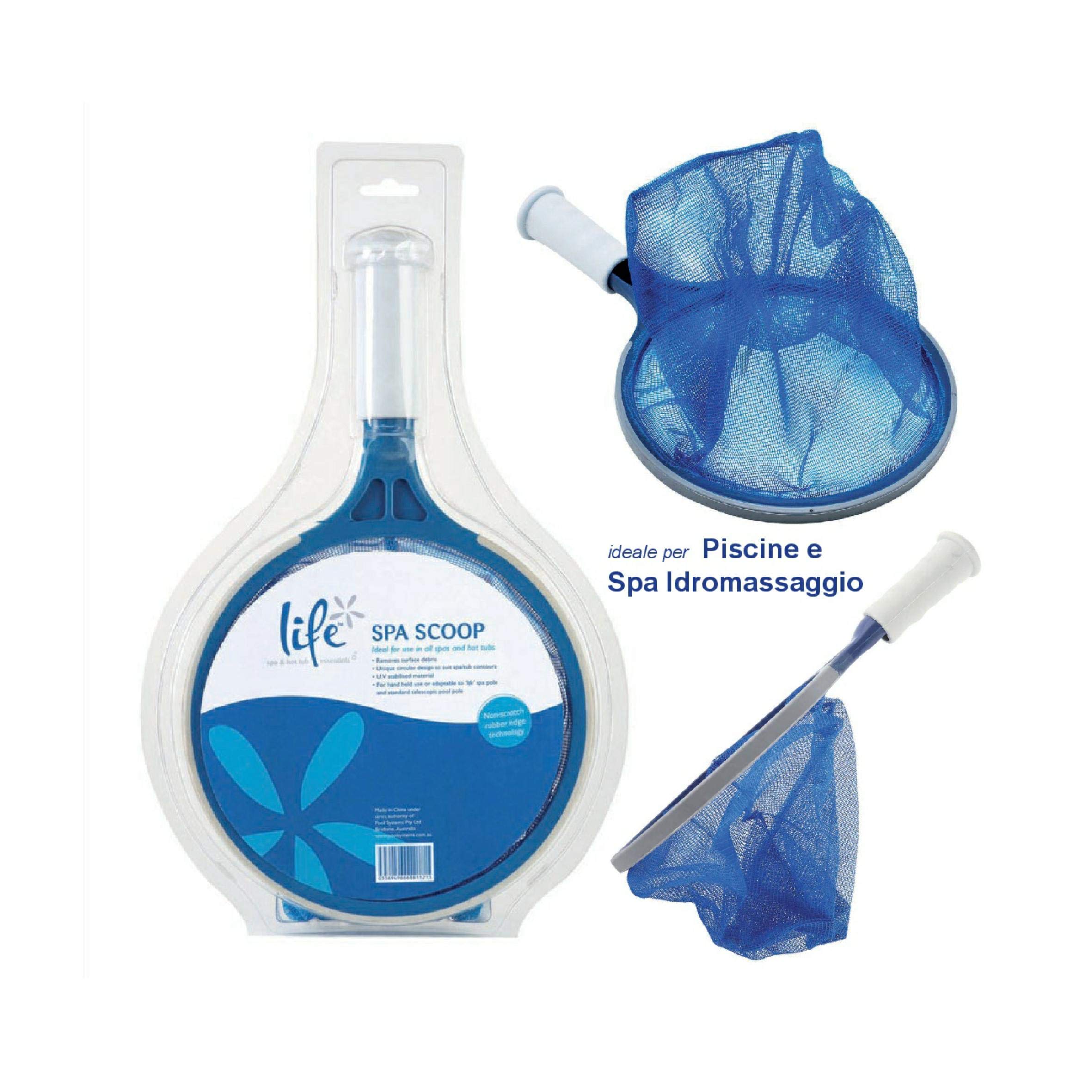 Life Épuisette de fond + manche télescopique pour piscine et spa à massage rigides ou gonflables (Teuco, Jacuzzi, Intex, Bestway, etc) - Expédition immédiate