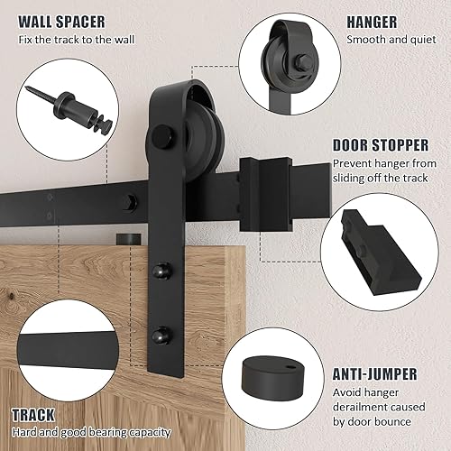 Miniatura 2 de DonYoung Kit de herrajes para puerta corrediza de granero de 6.6 pies, riel modular de fijación de tornillo mejorado, kit de riel de puerta de