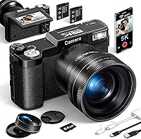 FLATIC 5K 64MP WiFi Digital Camera with Flip Screen, 18X Zoom, Macro & Wide Lenses, 64GB Card - Vlogging Starter Kit