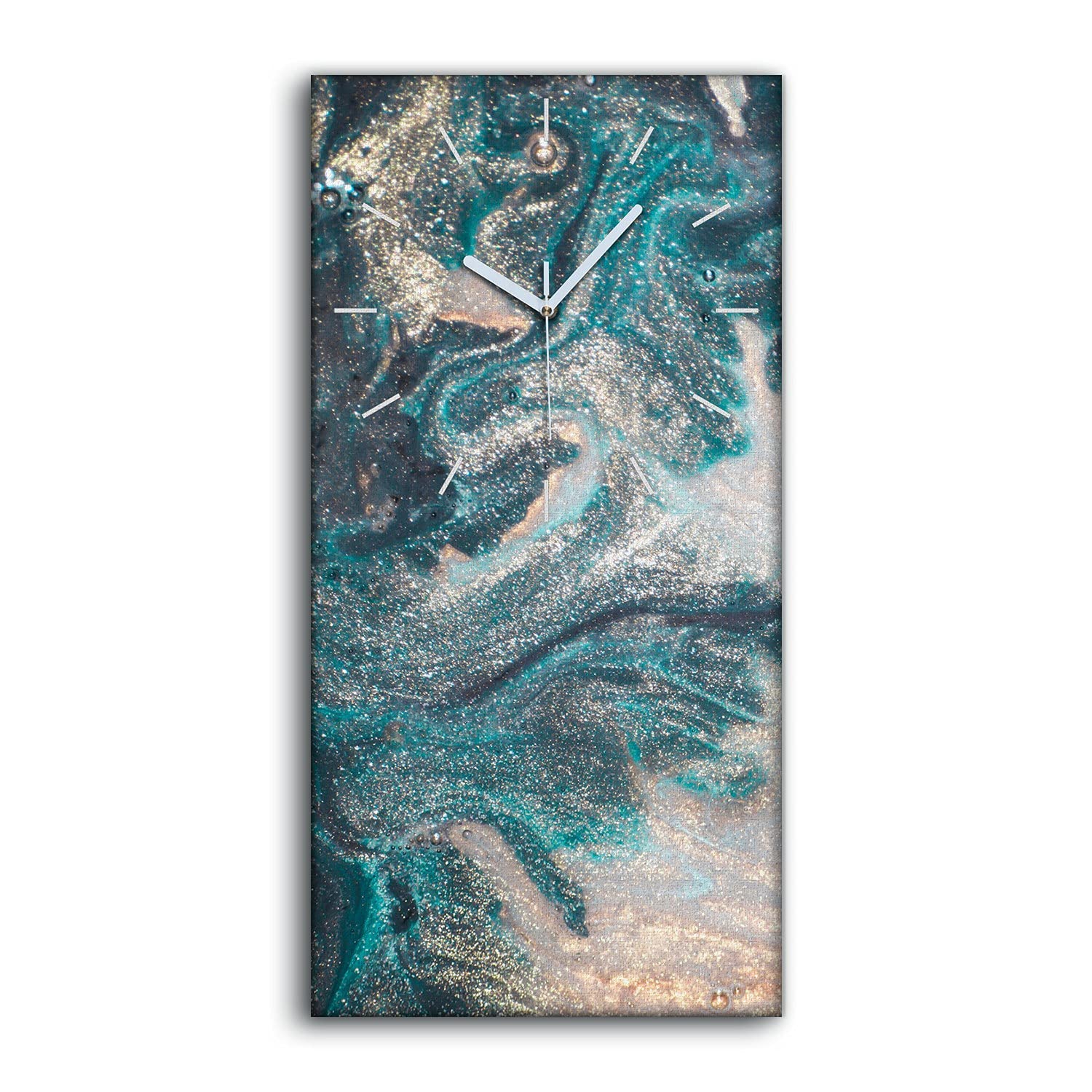 Horloge sur toile sans tic tac marbre coloré abstrait 30x60