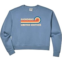Womens GIORDANO Retro 70s 80s Sunset Stripe Comfort Colors Crop Sweatshirt