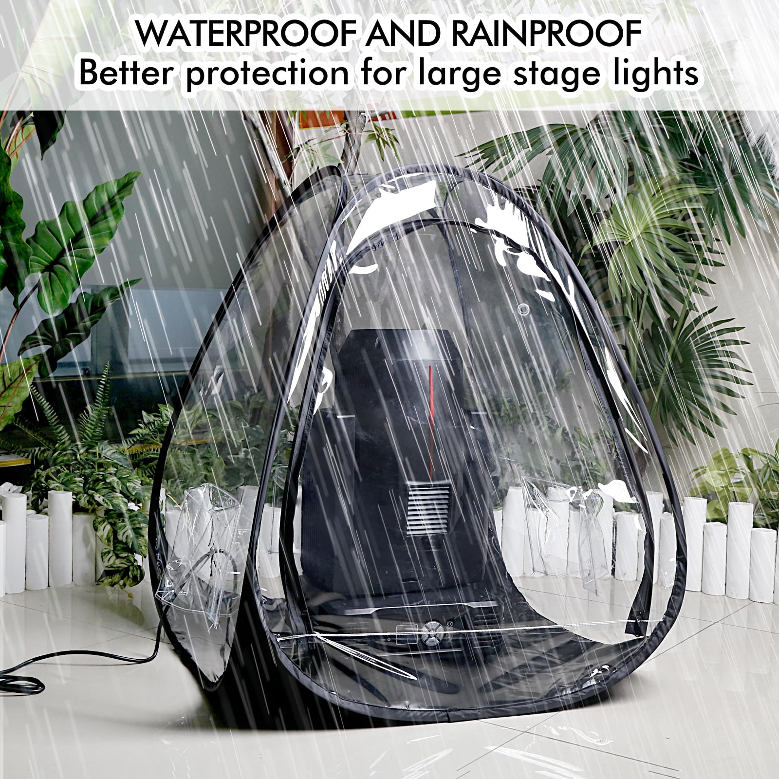 Copertura antipioggia professionale per teste mobili, accessorio di protezione per l'illuminazione del palco impermeabile e antipolvere, copertura antipioggia trasparente da terra, confezione da 2
