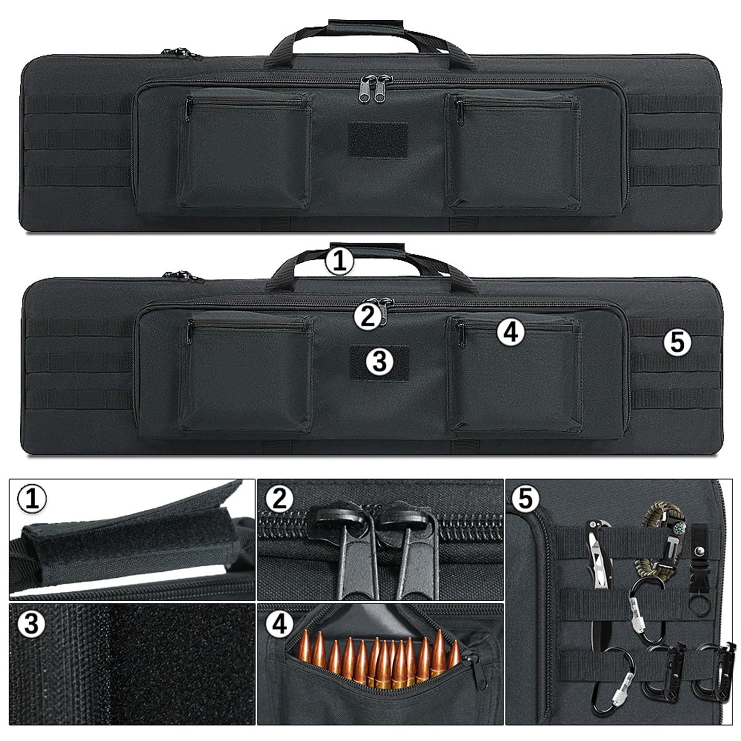 Maletin Arma Larga,Rifle Airsoft Bolsa Táctica Fundas Para Arma,Estuche Para Rifle Táctico Para Armacon,Correa De Hombro Extraíble Bolsa De Transporte,Con Sistema MOLLE Para Caza Disparando 100cm