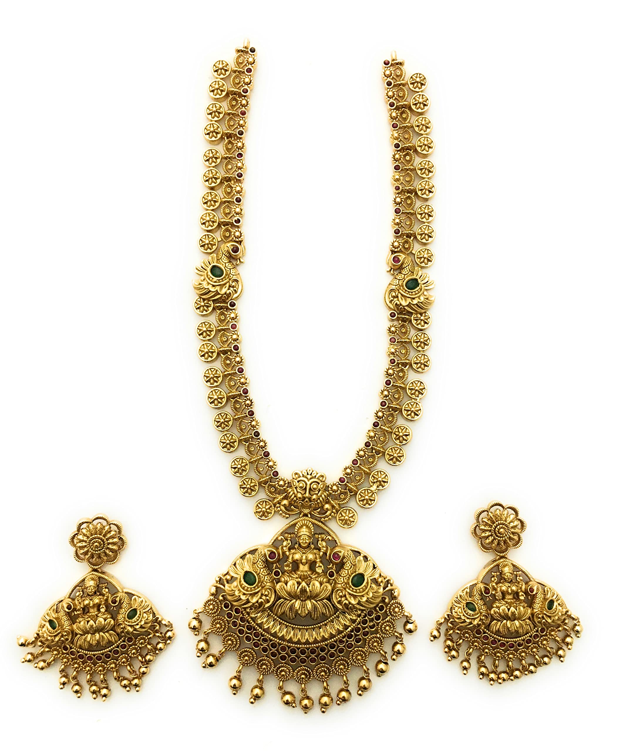 Sasitrends Traditional Gold Plated Temple Necklace with Earrings Jewellery Set for Women and Girls (B0BRL3JVX4) Amazon Price History, Amazon Price Tracker