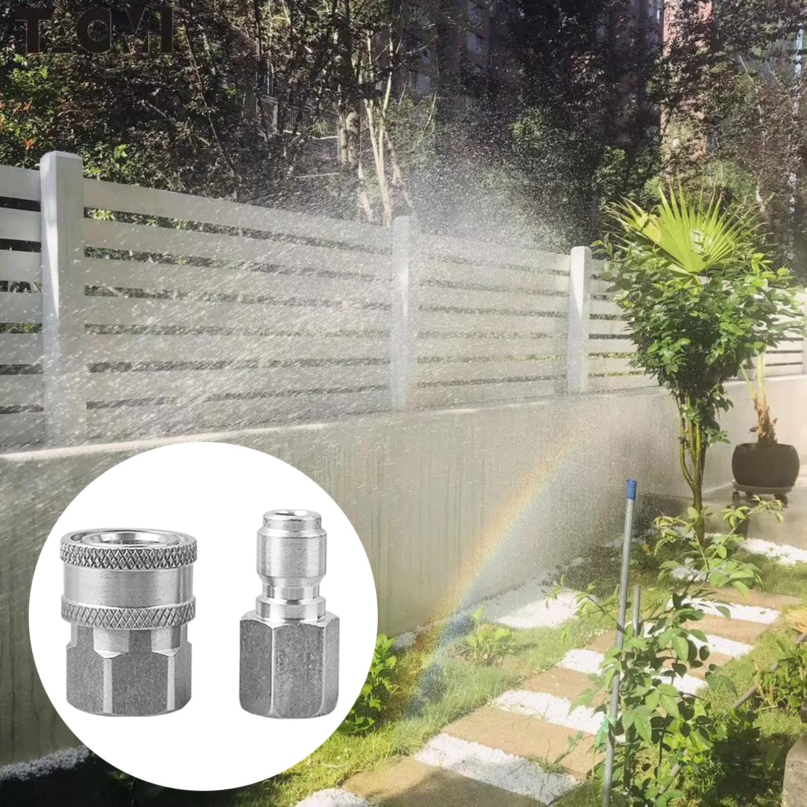 2 Pieces NPT 3/8 Inch Stainless Steel Male And Female Quick Connector Kit Pressure Washer Adapters Thread Fittings Garden Hose To Pressure Washer Adapter 3/8 Quick Connect Kit