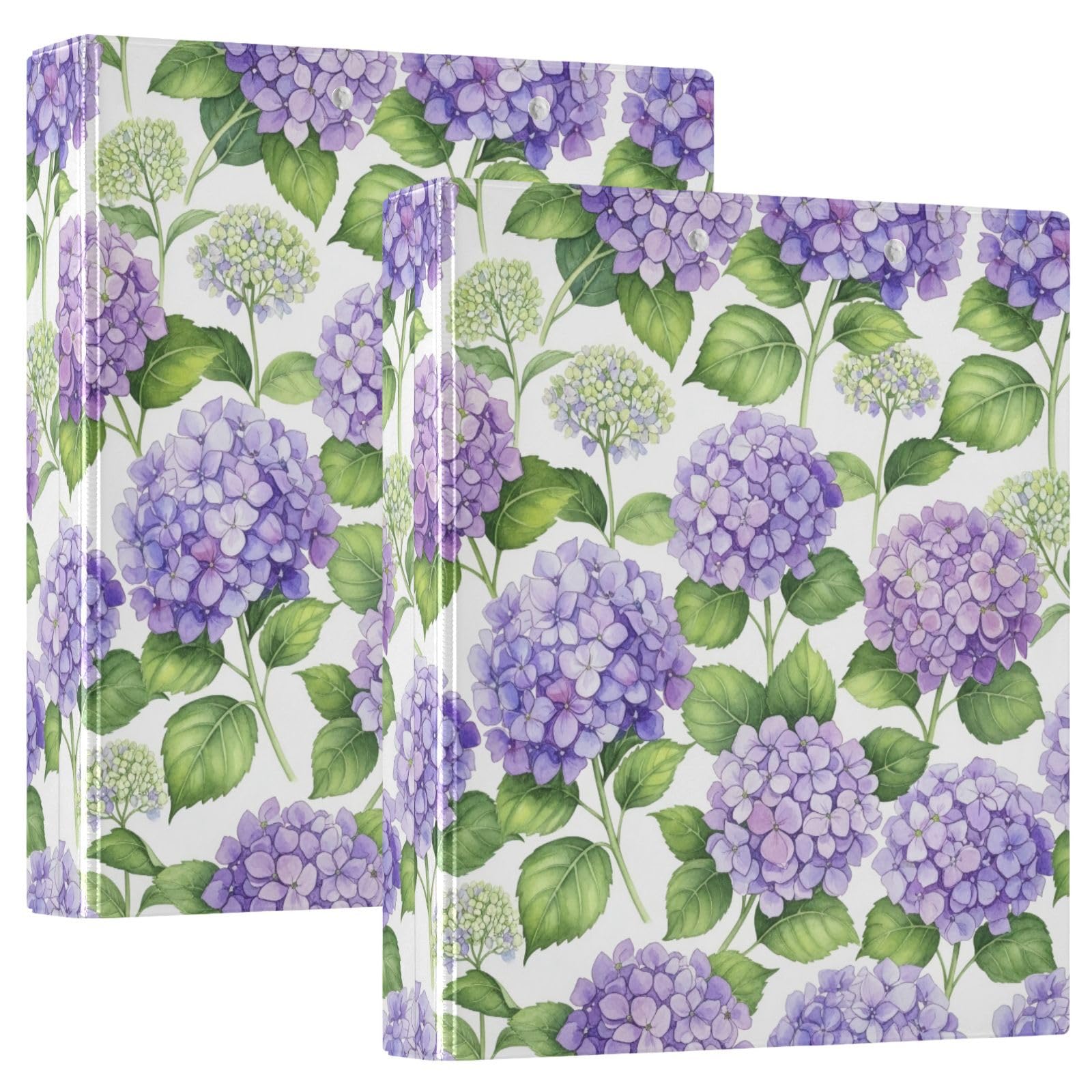 Raccoglitore ad anelli a 3 anelli, color viola acquerello lavanda con portablocco, confezione da 2