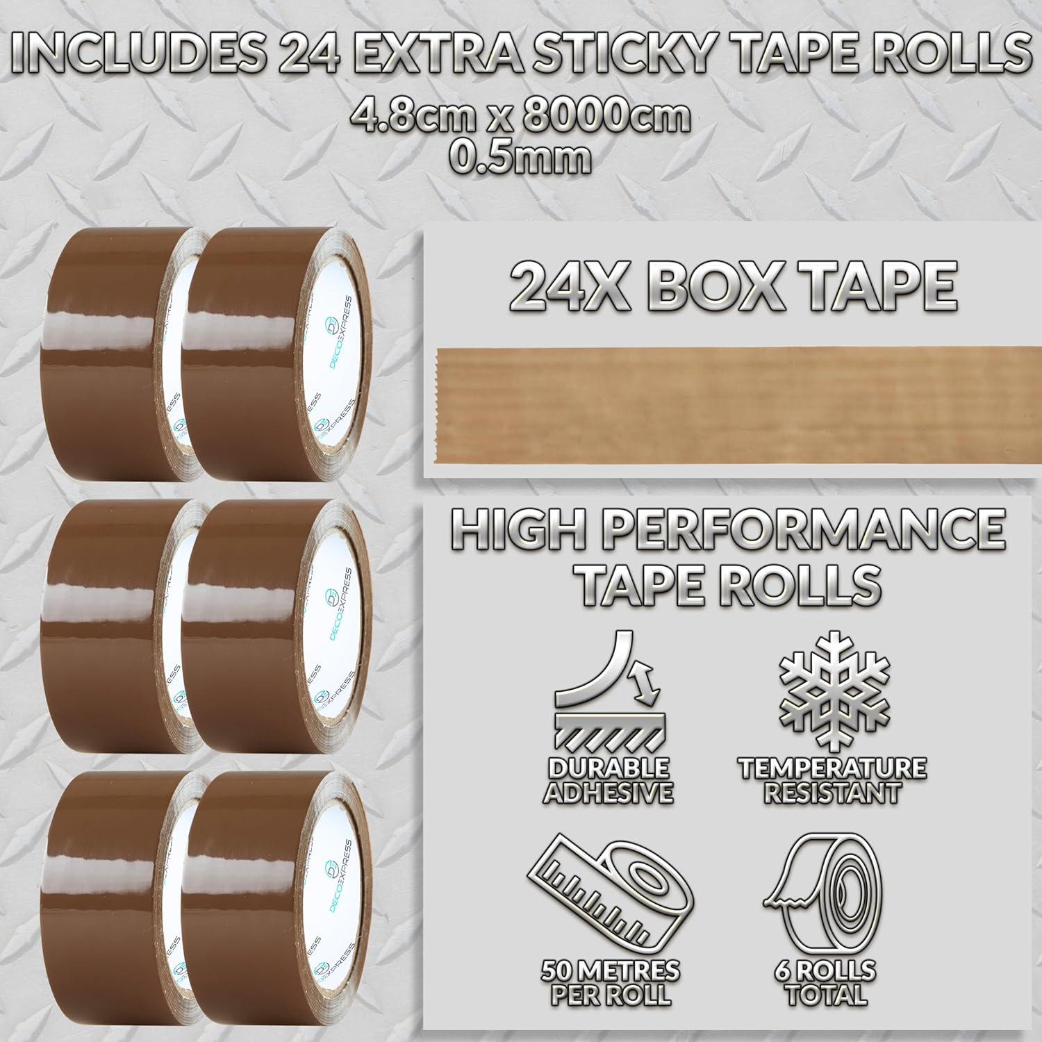 Packaging Tape Dispenser with Tape 6 Rolls Strong Brown Tape Fragile Tape Clear Tape Heavy Duty Tape for Packing Boxes Moving House Essentials (Small Dispenser Brown, 4 Pack)