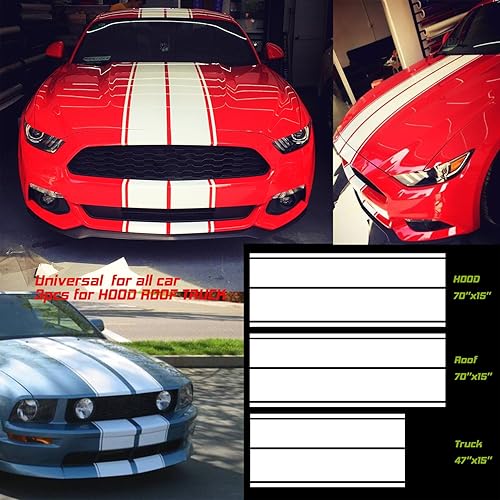 Miniatura 9 de Ajuste universal para todos los coches, 1 juego3 pares de calcomanías de vinilo de carreras de rayas para decoración de coche, guardabarros, capó,