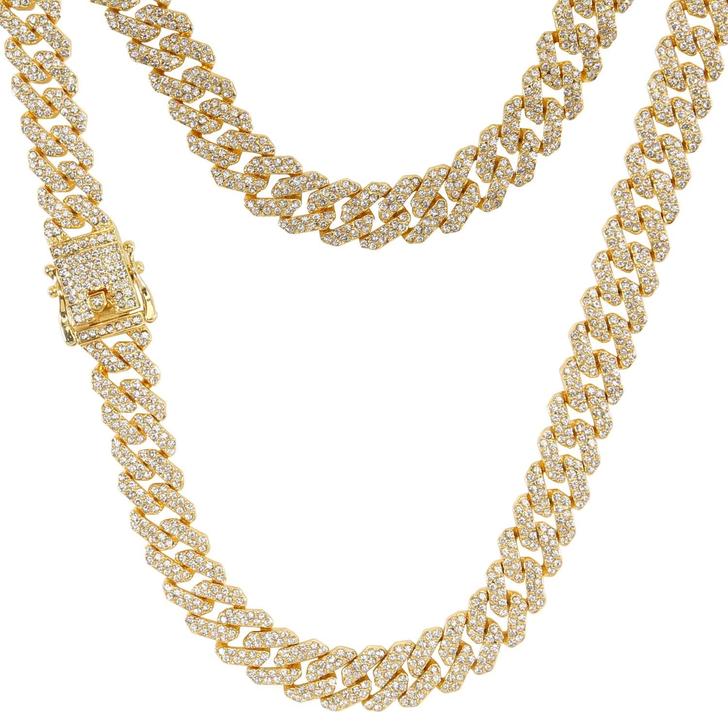 putouzip Miami Cuban Link Chains Set For Men 12/14/20mm 18K Gold Plated Diamond Fully Iced Out Chain Bracelet Necklace image 4