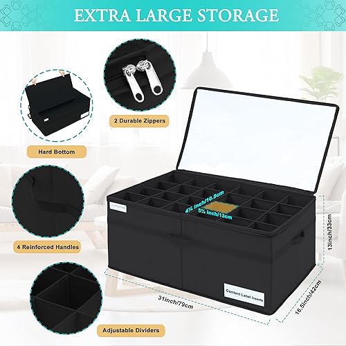 Miniatura 5 de Luvhomee Organizador de almacenamiento de zapatos, se adapta a 24 pares, caja organizadora de zapatos grande para armario, contenedores plegables