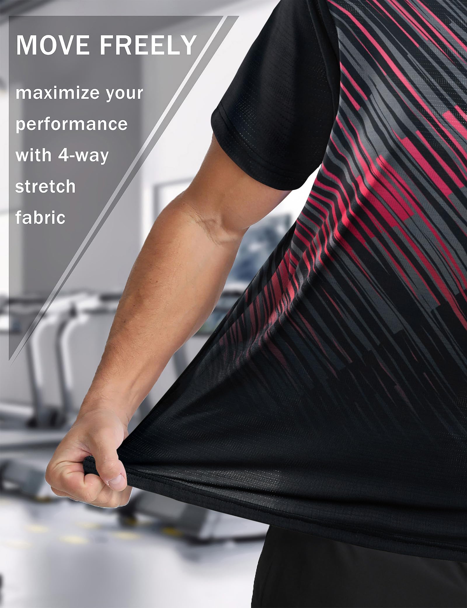 APTRO Camiseta Deportiva para Hombre con Diseño Degradado, Manga Corta, Tejido Elástico y Transpirable para Deportes