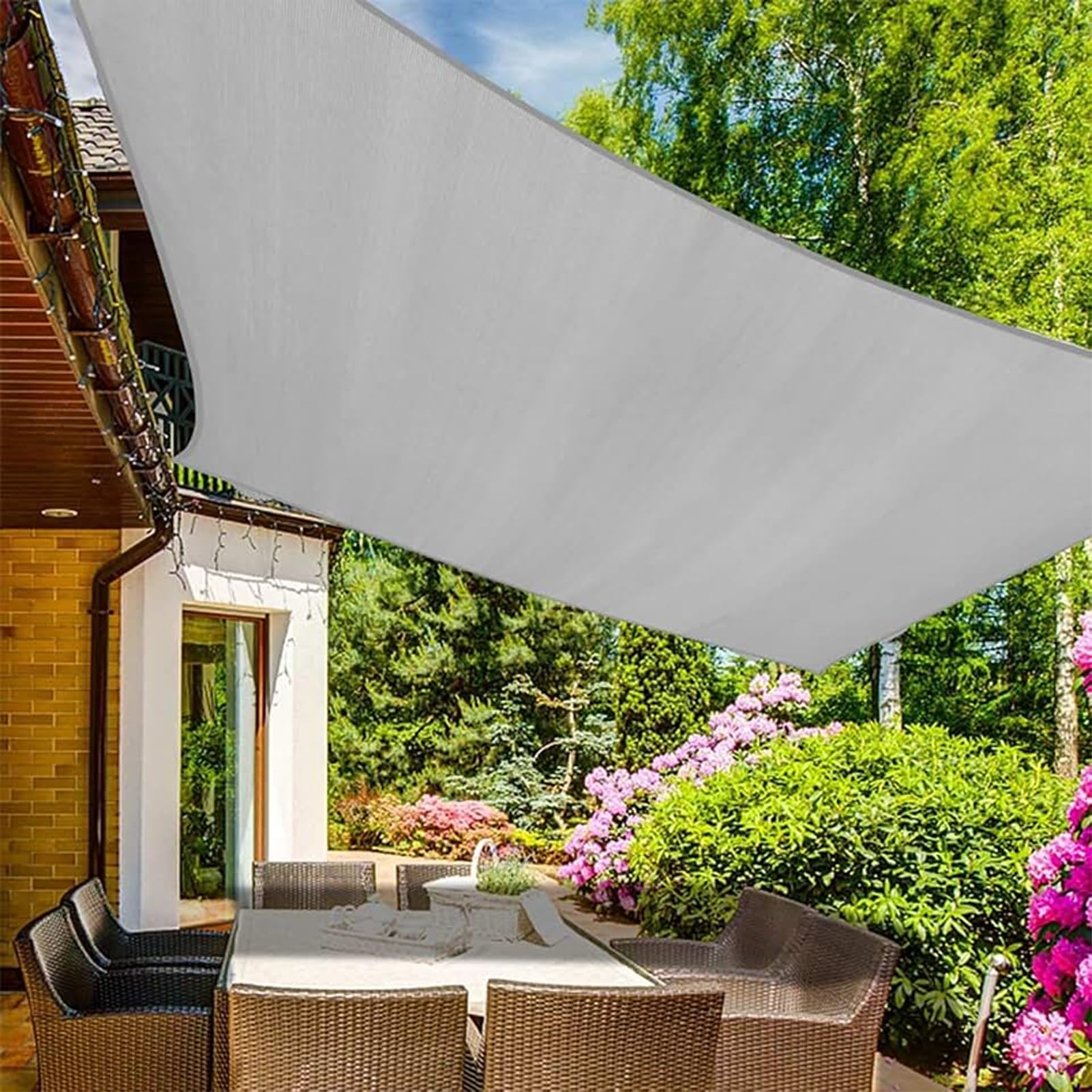 Cień z siatki, z przelotkami, do ogrodu, na patio, podwórko, rośliny, kawa, 6 x 10 m