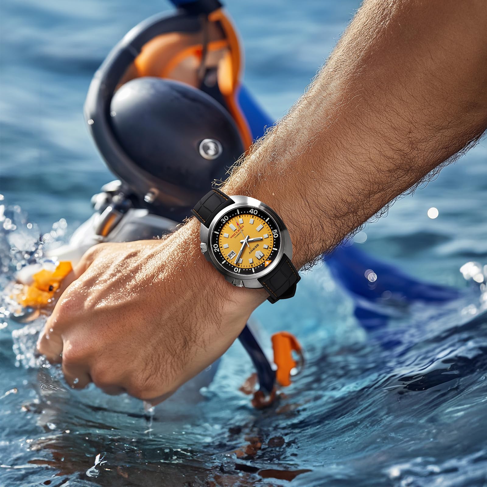 BERNY Reloj Automático para Hombres 200M Impermeable Buceo Mecánico Super Luminoso