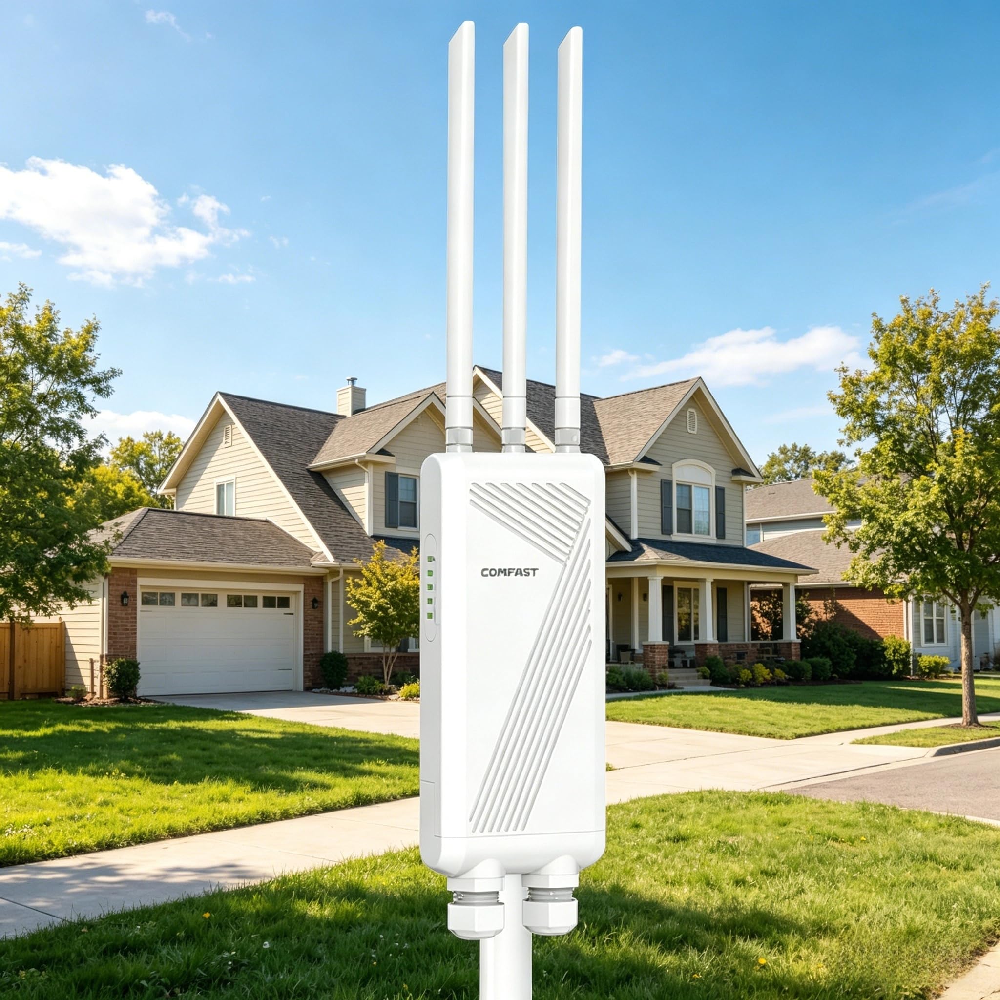 COMFAST Répéteur WiFi 7 Extérieur BE3600 Mbps, Outdoor Point d'accès Double Bande 2.4G/5GHz avec 3 Antenne, 3 Port Gigabit, 48V PoE/12V DC, IP66, MU-MIMO, Longue Portée Repetiteur WiFi Exterieur