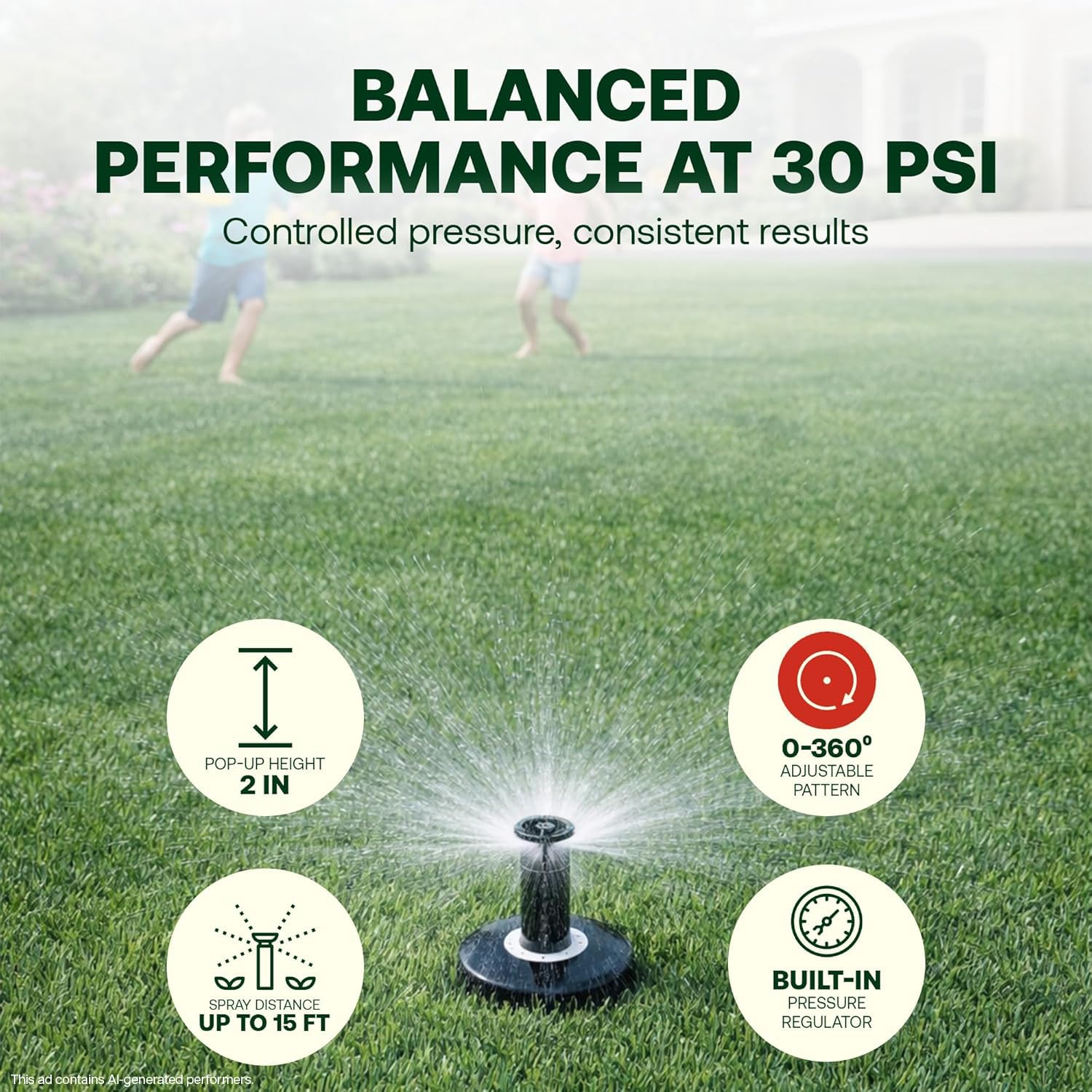 Rain Bird 1802QDSPRS 1800 Series 1800 - Cabezal de aspersor desplegable de 2 pulgadas, paquete de 4, aspersor de césped eficiente en agua con patrón de cuarto de 90 grados, NPT de 1/2 pulgada