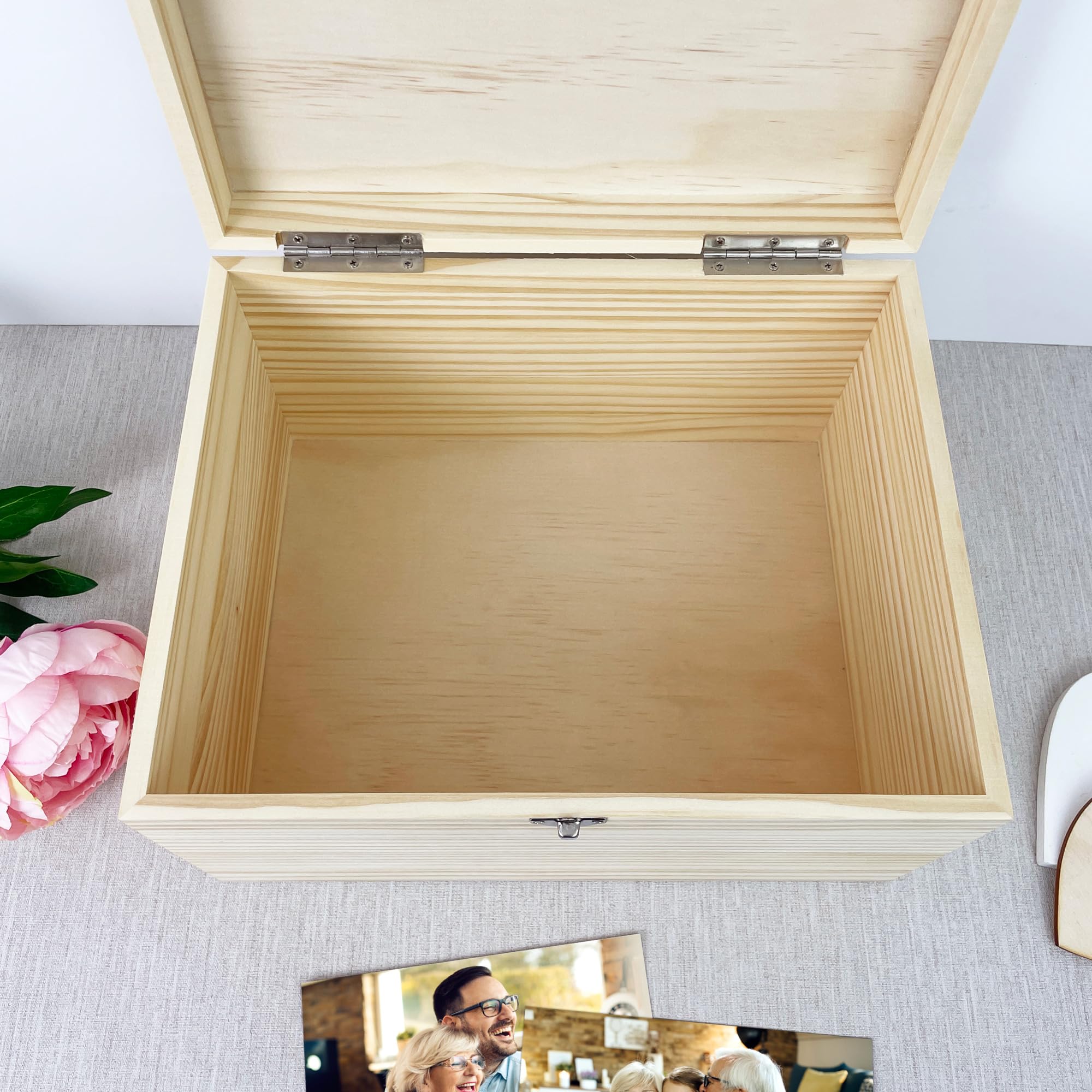 Caja de recuerdos personalizada con foto de lirio de pino | texto personalizado y foto | regalo de cumpleaños, regalo de aniversario, regalo de duelo, recuerdo conmemorativo, regalo para ella | 36 x