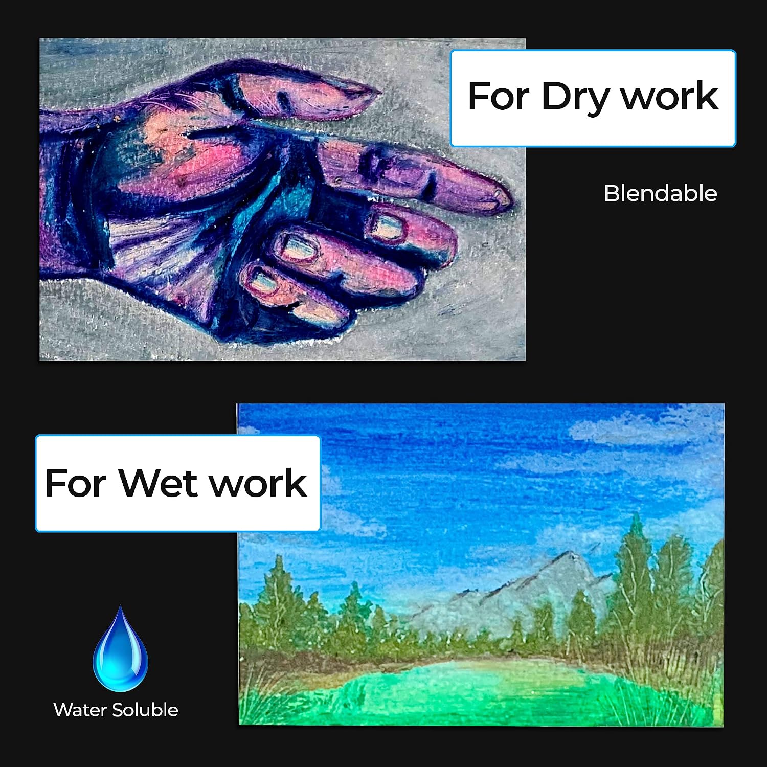 Zieler 36 Premium Water-Soluble Oil Pastels Use Wet or Dry | Blendable, Vibrant Colours | Non-Toxic