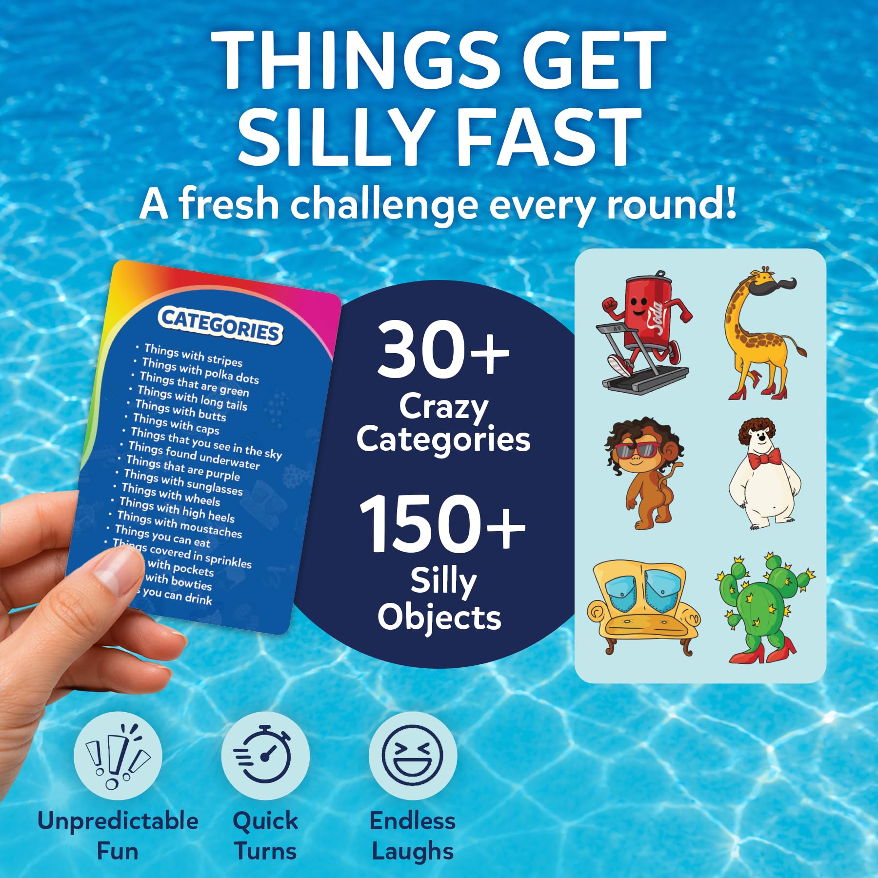 Skillmatics The Silly Disc – Pool Party Game for Kids, Teens & Adults, Funny Spot & Shout Game, Swimming Pool Toy, Outdoor Family Activity, Summer Game, Hilarious Gift for Ages 8, 9, 10 & Up
