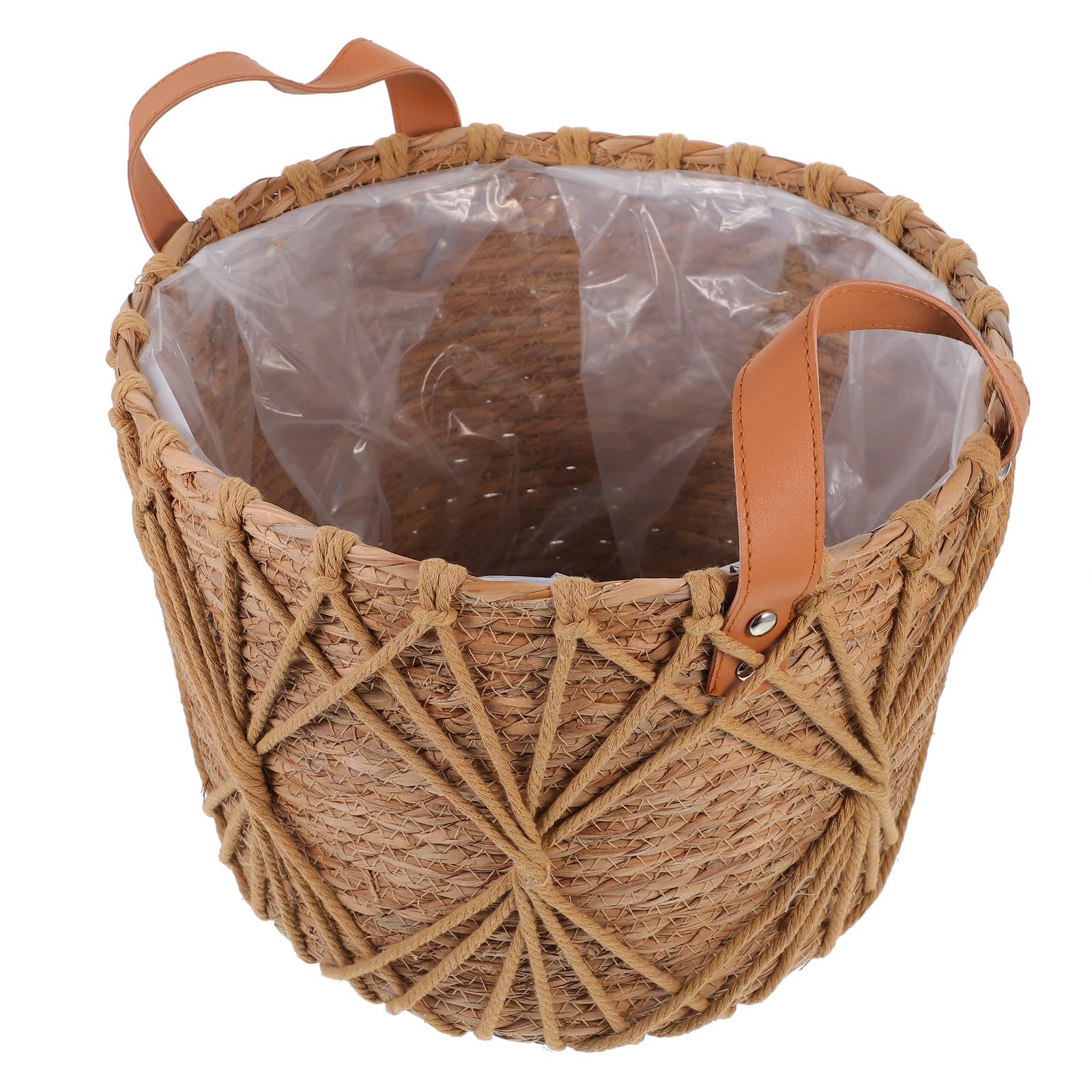 Cesto Intrecciato Decorativo in Paglia Naturale per Piante e Fiori, Contenitore Multiuso Resistente per Interni, Vaso Portaoggetti Rustico per Soggiorno, Dimensioni 29x22 Cm