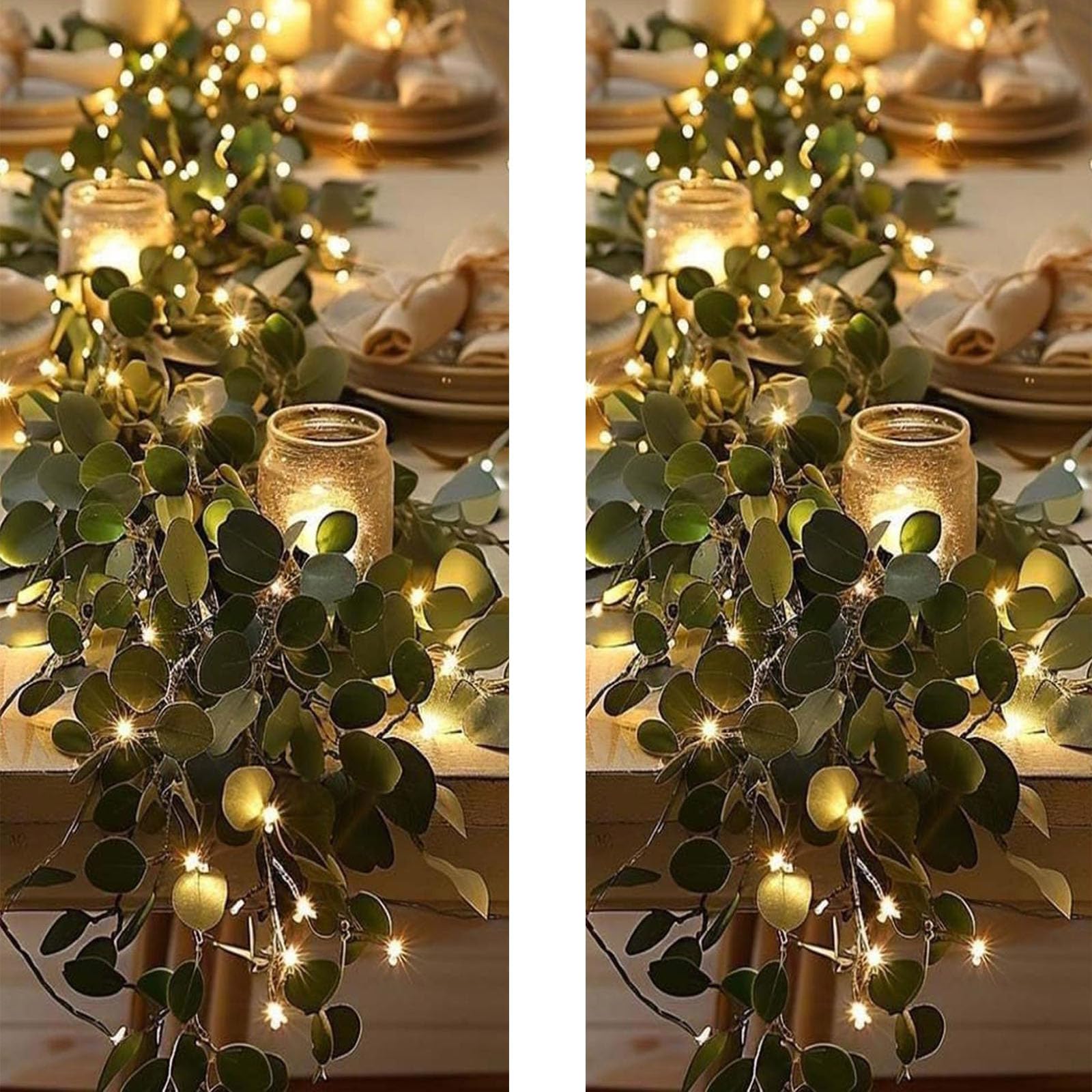 2PCS Twinkling Tree Olive Vine,Vines with Fairy Lights，2 * 10m