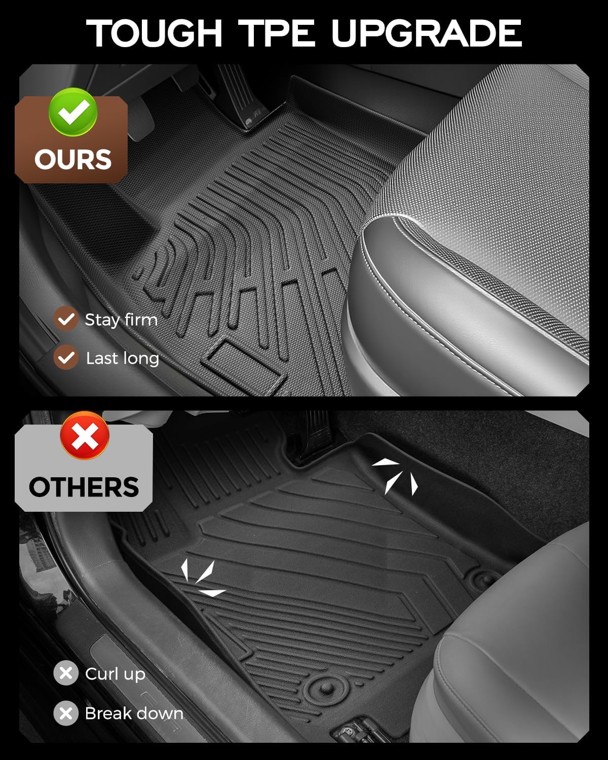 Car Trunk Liner & Floor Mats for Mazda 3 Sedan (Not for Hatchback): 2014 2015 2016 2017 2018 All Weather Protection TPE Floor Liners 1st & 2nd Row +Trunk Mat Full Set Black Interior Accessories (4PCS)