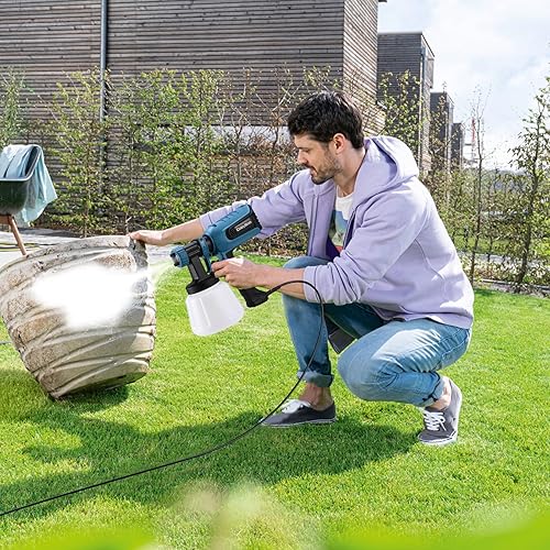 Miniatura 2 de CozyGoo Pulverizador de pintura, pistola de pintura en aerosol HVLP de 700 W con juntas de limpieza y soplado, 4 tamaños de boquilla y 3 patrones de