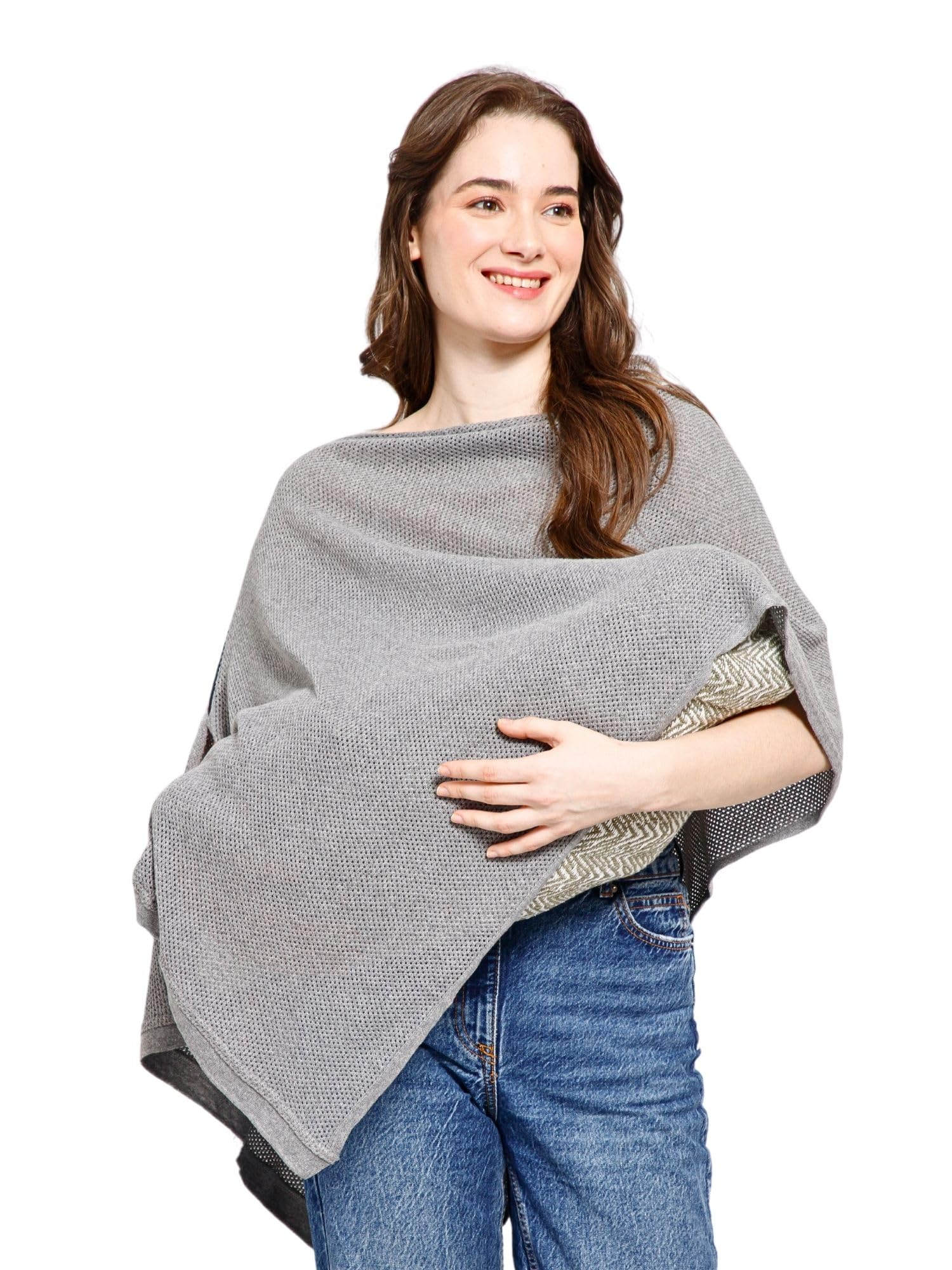 ZELENA Nursing Cover | Feeding Covers for Breastfeeding | Nursing Covers for Feeding Mom | Feeding Cover for Mother | Feeding Apron for Mom | Multi-Use | Breathable Cotton Fabric (Grey) Pack of 1-image-31