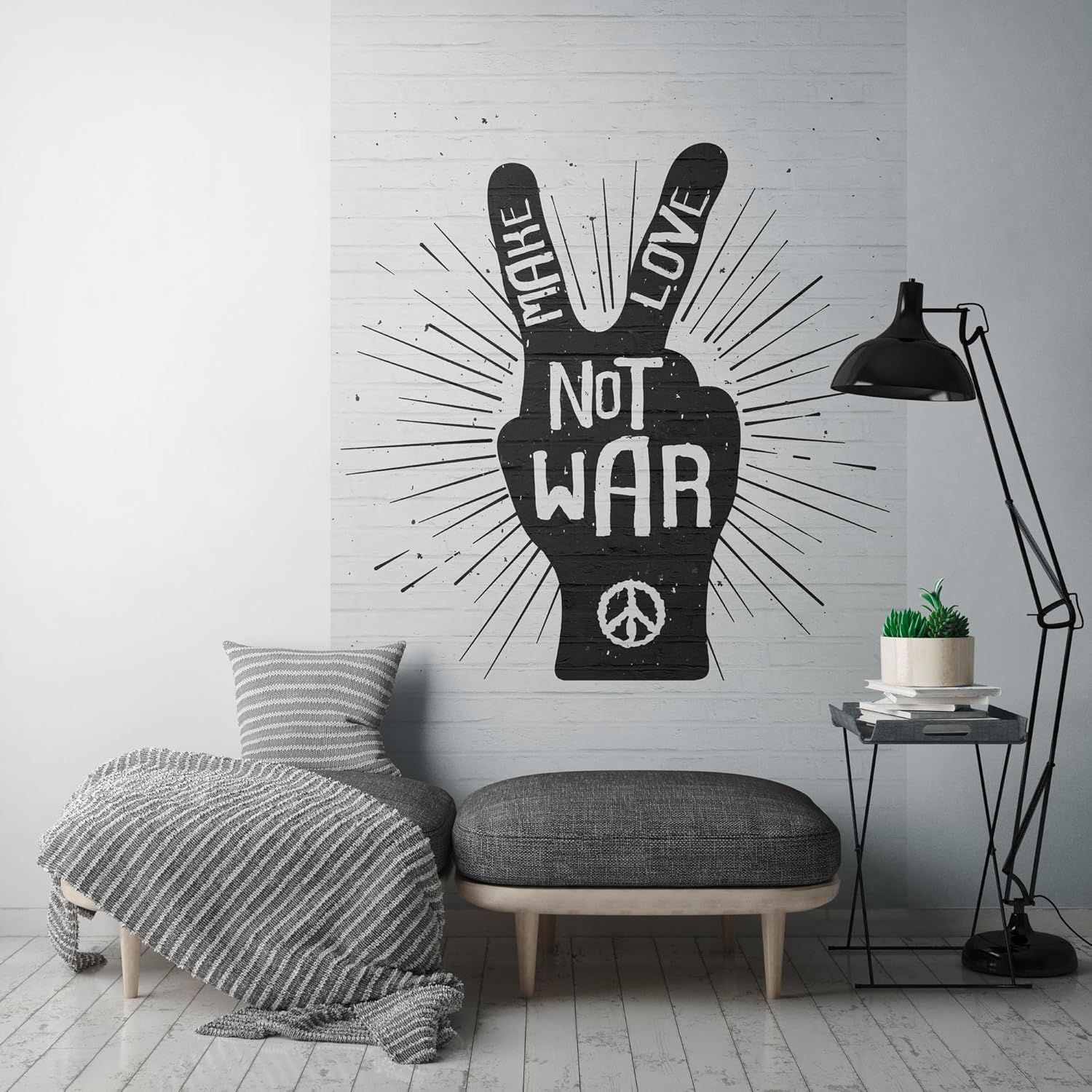 Livingwalls Photo Wallpaper Stone Wall in White, Black - High-Quality Non-Woven Wallpaper 398291 with Motif on 1.59 m x 2.80 m - Made in Germany