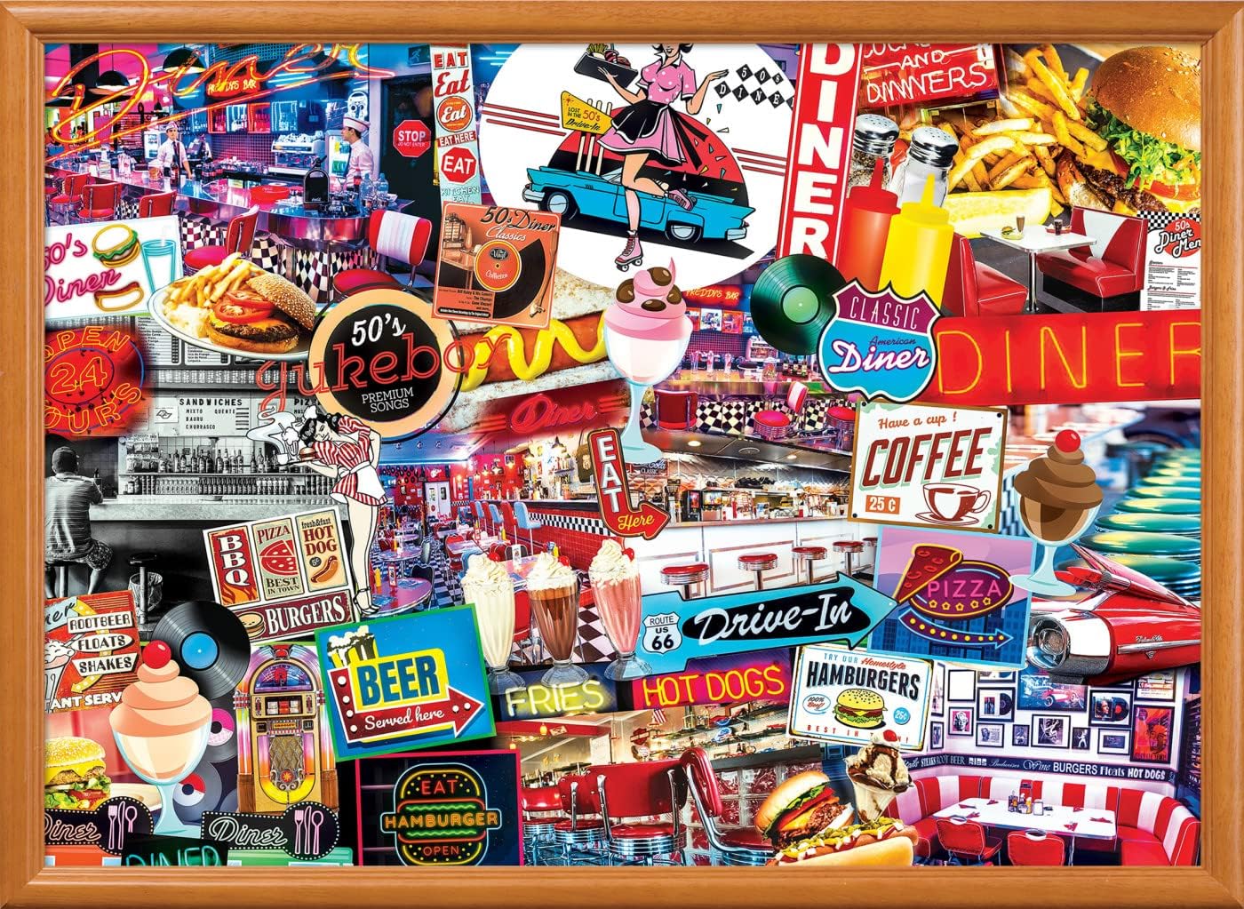 MasterPieces - 1000 Piece Jigsaw Puzzle, Quick Stop Diner, Fun for Adults, Family, Kids, Non-Glare Finish, 19.25" x 26.75"