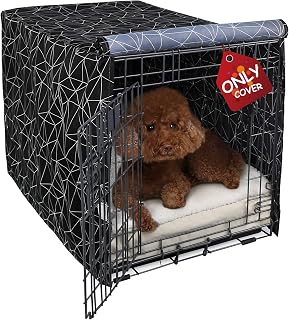 ExploreLand Patterned Dog Crate Cover for 24" Wire Crates - Breathable Polyester, Fits 1-3 Doors, Stylish Home Decor