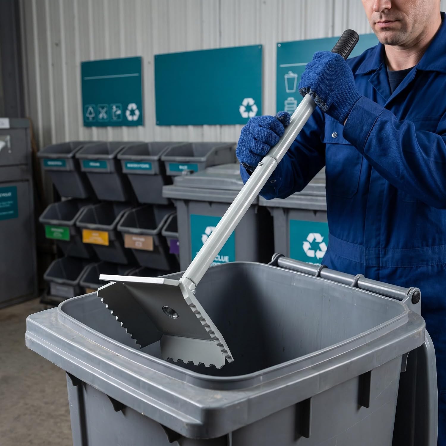Zerodeko Manual Trash Compactor Masher for Kitchen Trash Can, 34x7"