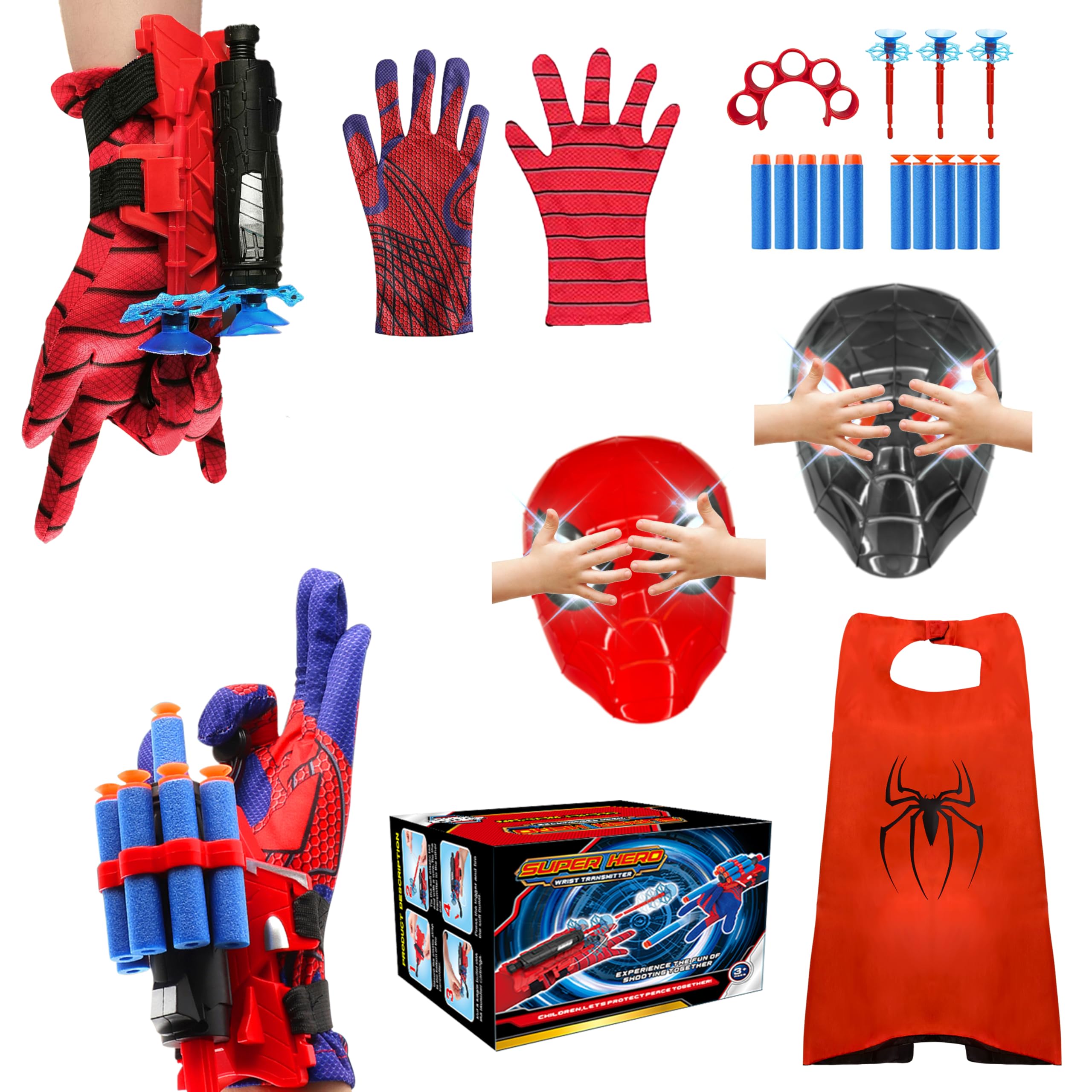 DRAVF Spider Web Shooter Toy for Men and Kids, Super Spider Webs Shooters Hero with Wrist Toys Set Cool Stuff Funny for Christmas Halloween Birthday Gifts (Blue)