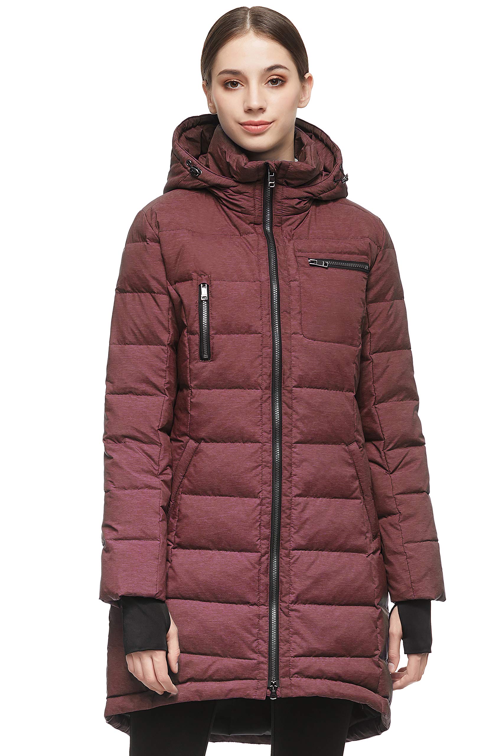 Orolay Damen Daunenmantel Winterjacke Langarm, Weinrot, XL