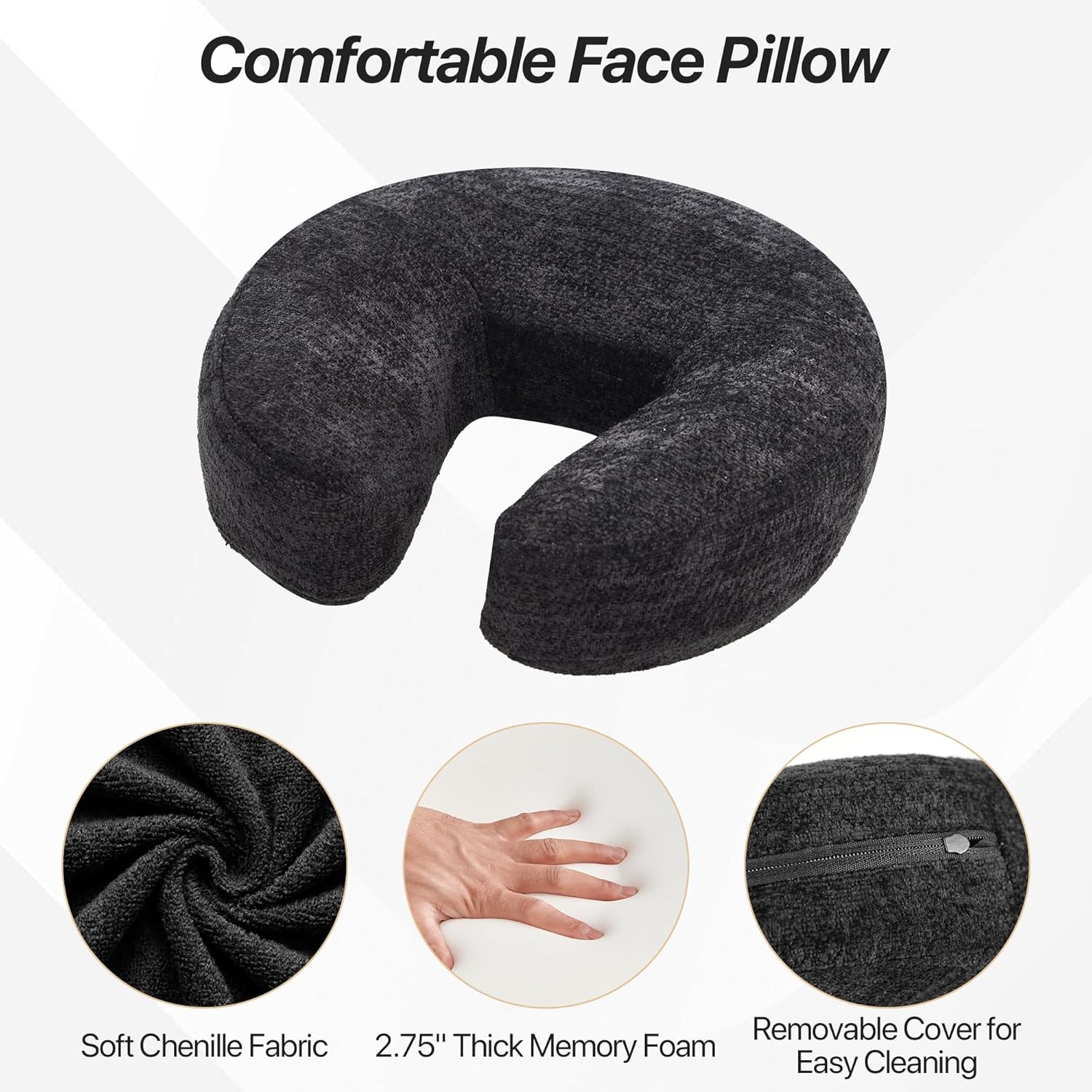 KCC Adjustable Massage Face Cradle for Bed, Home Massage Kit for Sleeping Mattress,Portable Massage headrest with Memory Foam Pillow, Head Rest Support-Eye Surgery Recovery