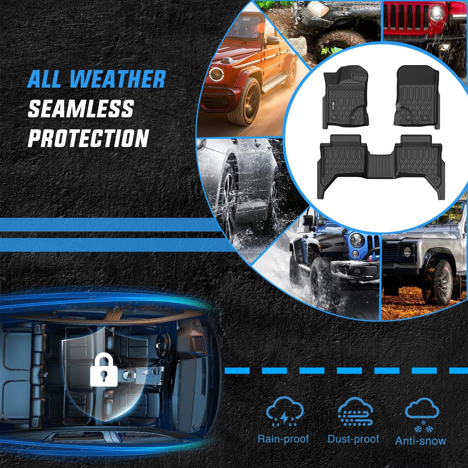 Nilight TPE Floor Mats for Ford Ranger SuperCrew Cab 2019 2020 2021 2022 2023 2024, All Weather Custom Fit Heavy Duty Floor Liners - Image 5