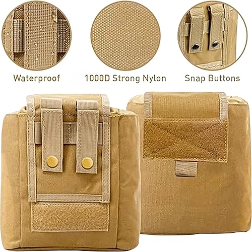 Vista 11 de Molle - Bolsa de basura táctica enrollable con cordón, ligera, duradera, plegable, para caza, bolsa para revistas de munición Molle Pouch Black