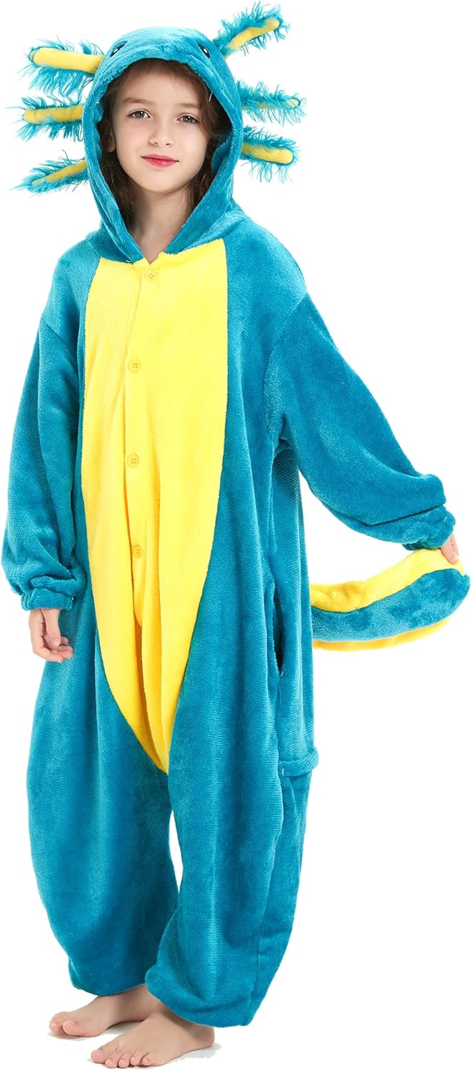 Magicmode Animal Onesie Pajamas for Kids, Soft Flannel Halloween Cosplay Costume for Boys Girls