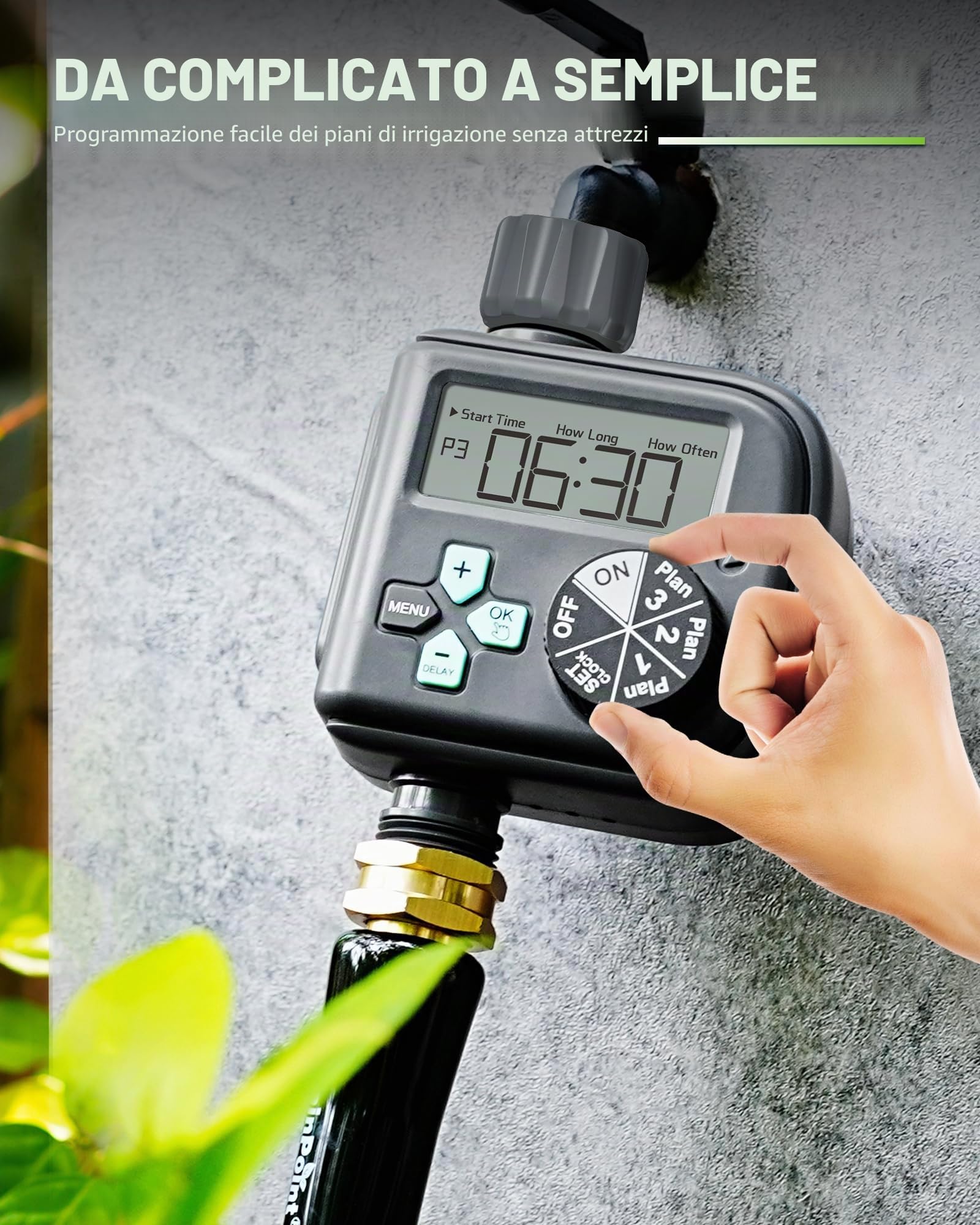 RAINPOINT Timer per irrigazione, acqua programmabile per tubo rubinetto da giardino, timer per irrigazione manuale digitale per esterni, per prati da giardino