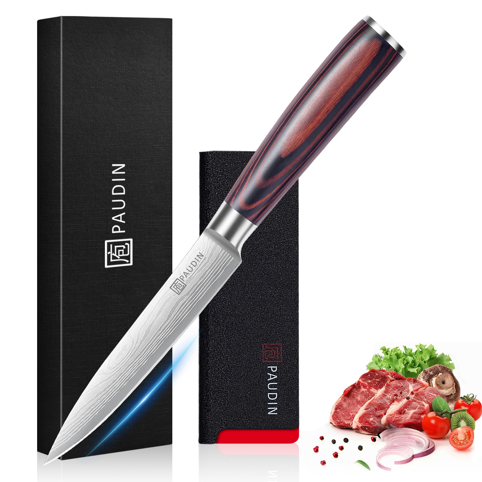 PAUDIN Kochmesser Allzweckmesser Profi 13 cm Scharf Küchenmesser Chefmesser aus rostfreiem Deutscher Edelstahl mit ergonomischem Griff