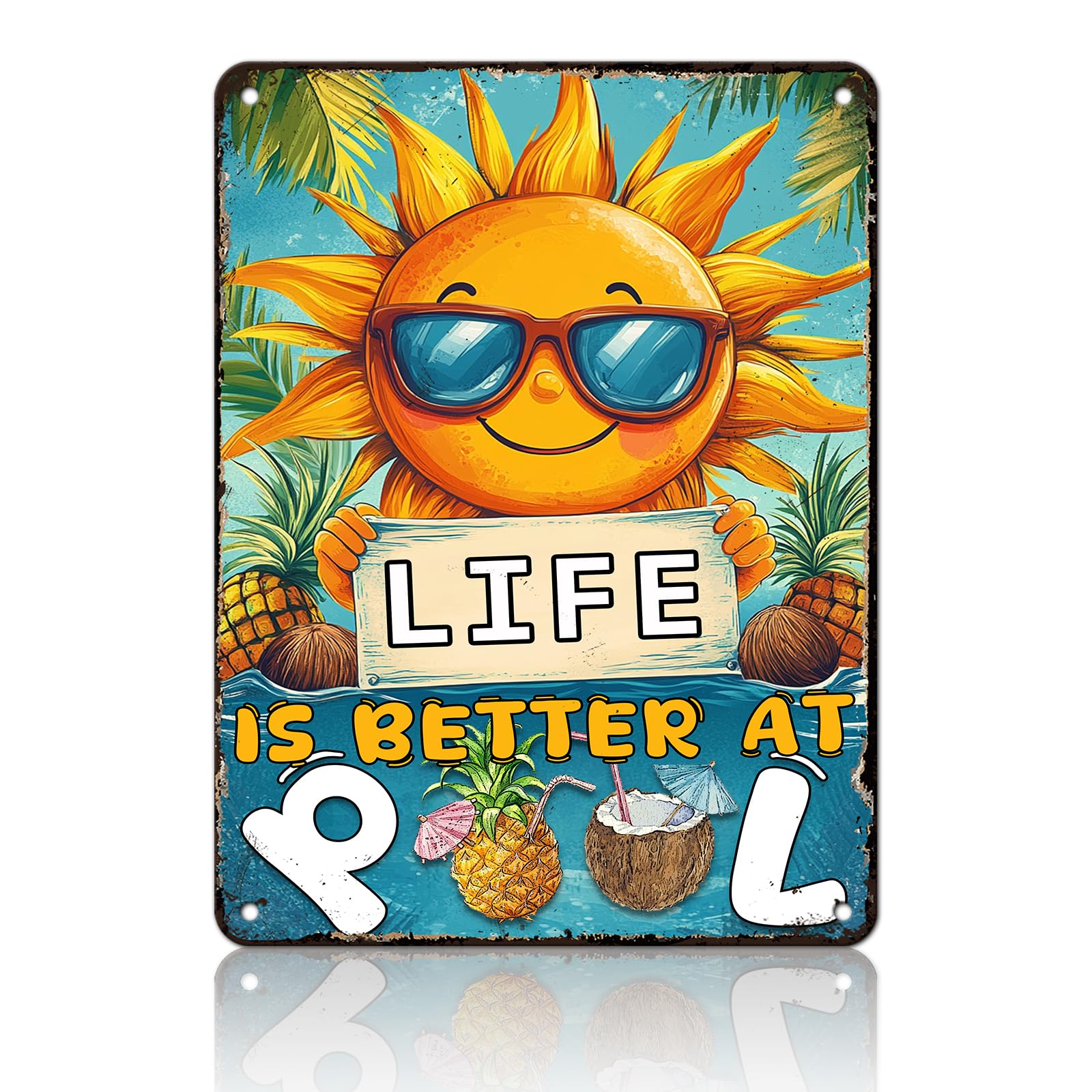 Summer Sign Life Is Better At The Pool Tin Sign Swimming Pool Metal Tin Sign Decor Pool Sign For Pool Summer Garden Outdoor Decoration Metal Tin Sign 8X12 Inch