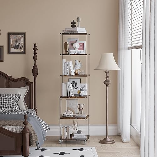 Miniatura 4 de Sttoraboks Gabinete de exhibición, estantería de 5 niveles, gabinete de almacenamiento, gabinete de curiosidad, estante de libros de pie, estantería