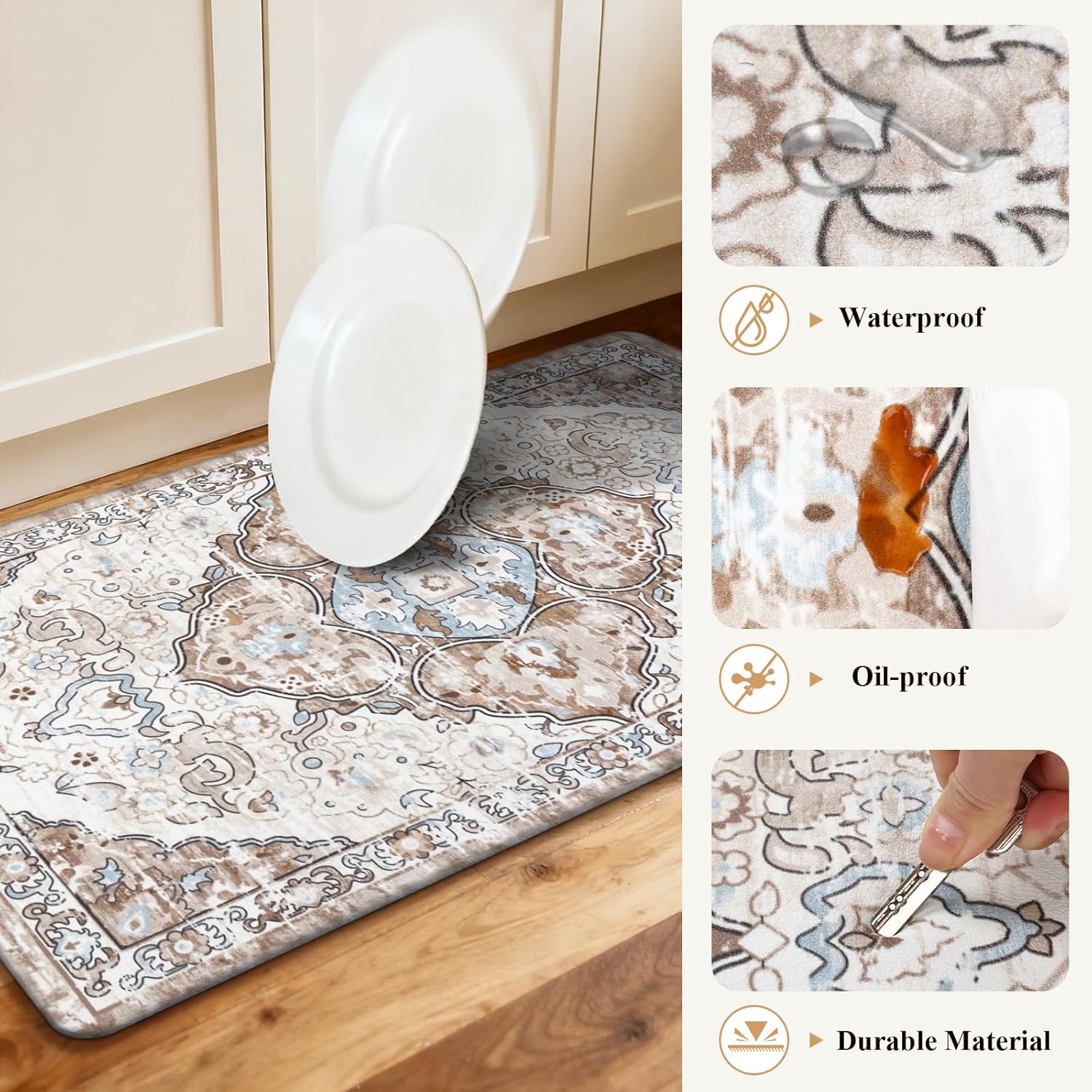Ileading Anti Fatigue Kitchen Rugs Sets of 2 Cushioned Kitchen Mats for Floor Waterproof Kitchen Mat Set Non Slip Comfort Standing Mat for Kitchen, Office, Sink, Laundry