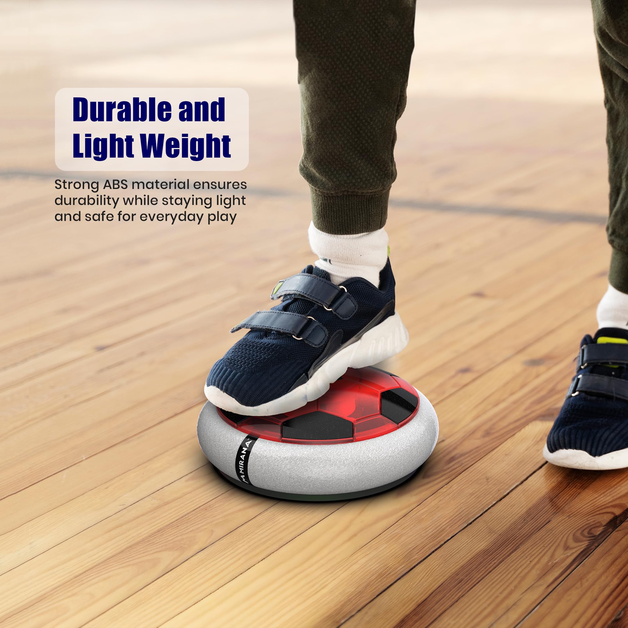 Mirana Air Football Smart Toy for Kids | 3-Mode USB Type-C Rechargeable Hover Ball | Indoor Electric Hoverball with LED Lights | Birthday Gift for Boys & Girls 2 3 4 5 6 7 8 9 10 Years (Glow-Red) 2