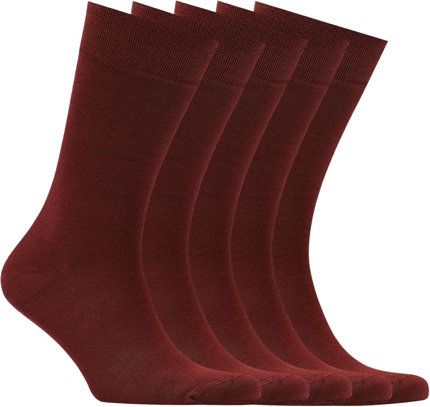 VRD Mens Dress Socks, Bamboo Rayon 5-Pack Solid Design Crew Length Mid-Calf Socks for Men Shoe Size 8-13