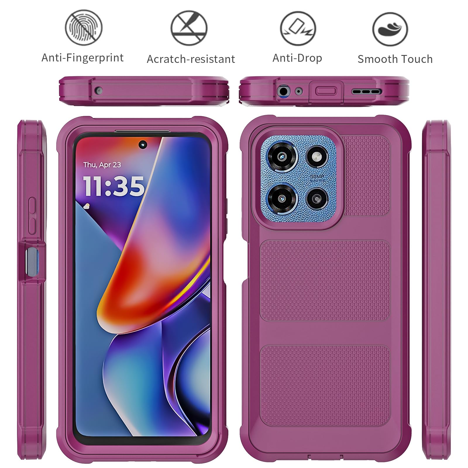Custodia per Motorola Moto G 2026/2025, custodia per Moto G Play 2026 con fondina con clip per cintura, protezione resistente a 2 strati, anti-goccia, antiurto (rosso vinaccio)