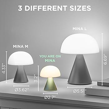 Lexon Mina Small Mushroom Lamp - LED Portable Bedside Light
