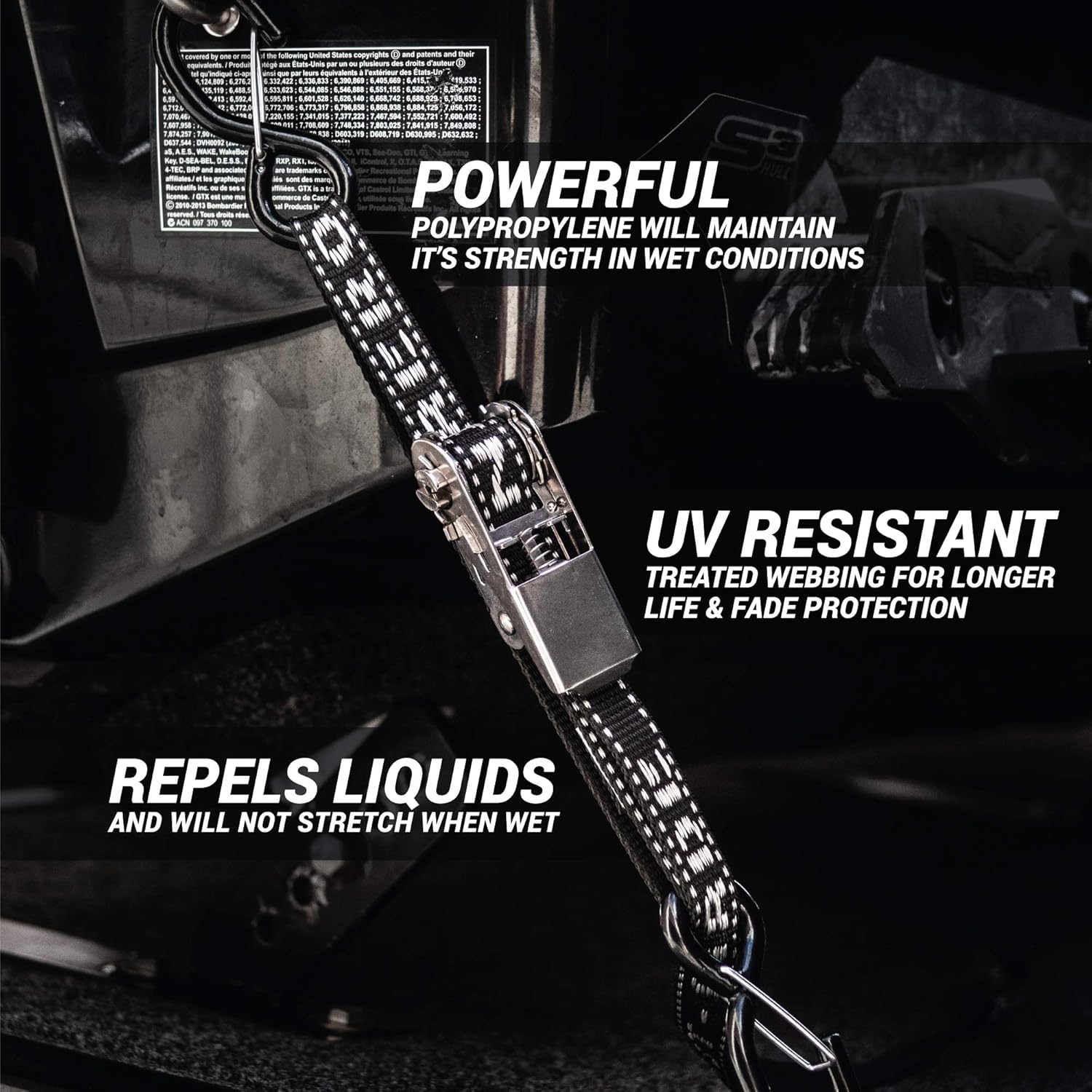 The Ultimate Stainless Steel Rear Transom Tie Down Kit - Made in NZ - Perfect for Trailered Boats, Jetskis & PWCs - 2,400lbs Break Strength