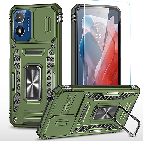 Miniatura 11 de SunStory Funda para Motorola Moto G Play 2024 con protector de pantalla HD y cubierta deslizante para la cámara y soporte, Funda para Moto G Play 4G
