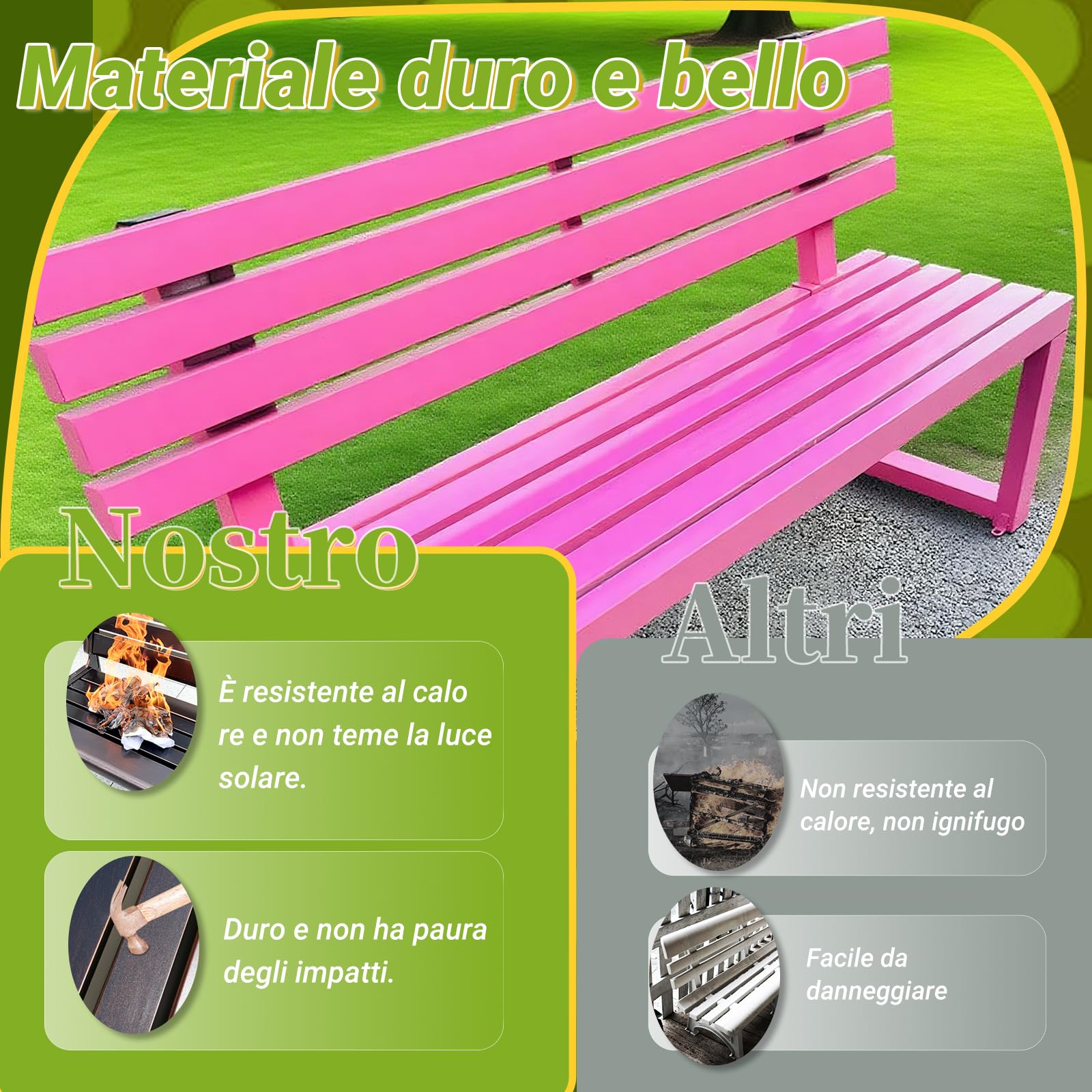 Panca da Giardino, panchine da Patio, Panchine da Esterno per Patio, Panca da Giardino in Metallo, per Portico, Prato, Balcone e Cortile(Dimensioni: 120x40x85cm)